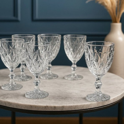 Jogo 6 Taças Diamante 330ml com Pé para Bebidas