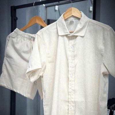 Conjunto Linho Camisa + Shorts com Bolso (4 Cores)