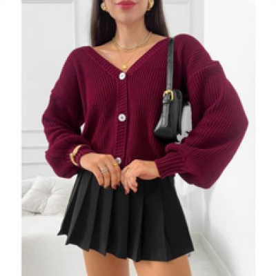 Casaco Feminino Tricot Manga Bufante Comfy