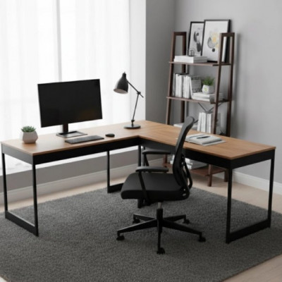 Mesa L Estilo Industrial Escrivaninha de Canto