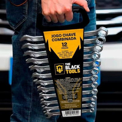 Jogo De Chave Boca E Estrela Combinada 12 Pçs Aço 6 22 Mm Cromada, The Black Tools