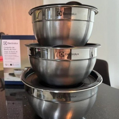 Conjunto Bowls de Inox Electrolux com Tampa Plástica 3 Peças