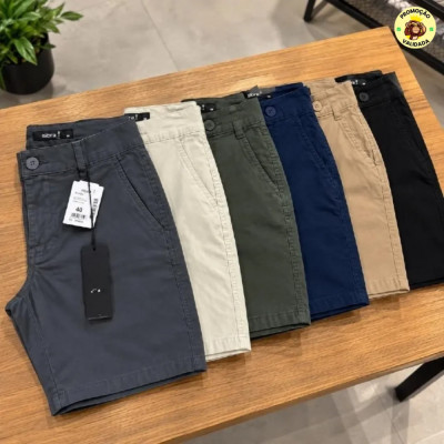Bermuda de Homem Adulto - Bermuda Sarja com Bolso Faca e Lycra