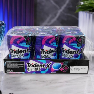 Chiclete Trident X Gamers Acid Berry - Caixa com 6 Unidades