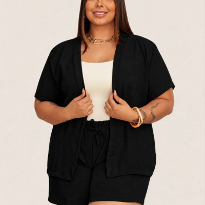 Conjunto Kimono Plus Size Verão Elegante Casual