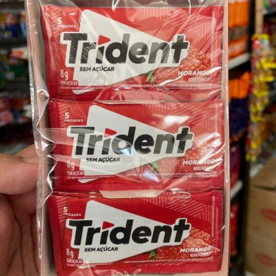 Chiclete Trident Morango Sem Açúcar - 21 unidades