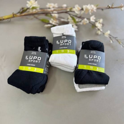 Kit 6 Pares Meias Lupo Cano Médio Esportivas