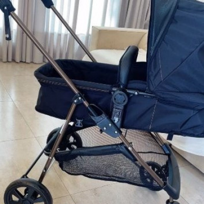 Carrinho de Bebê e Berço Moisés Napoli Preto Galzerano