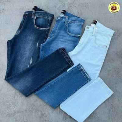 Kit 3 Calça Jeans Masculina Slim Fit Lycra