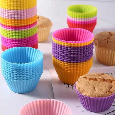 Kit com 12 Formas de Silicone Redondas para Cupcake