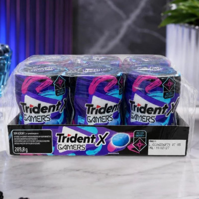 Chiclete Trident X Gamers Acid Berry - Caixa com 6 Unidades
