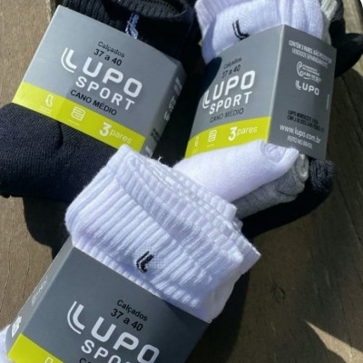 Kit 6 Pares Lupo Cano Médio Esportiva Preto G