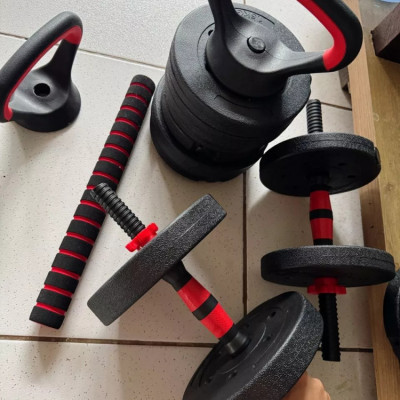 Kit Treino Func 10/15/20kg Halteres Barra