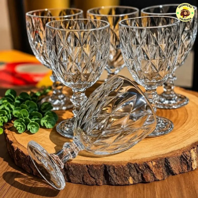 Jogo 6 Tacas De Vidro Diamond Cristal 340ML