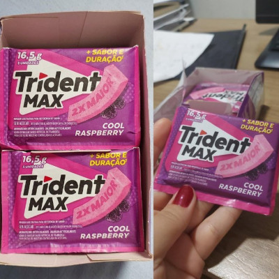 Chiclete Trident Max Cool Raspberry - Caixa com 14 unidades