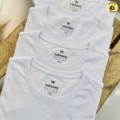 Kit 5 Camisetas Feminina Manga Curta Branca