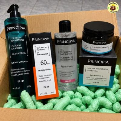 Principia Kit Limpeza e Hidratacao - Gel de Limpeza GL-01 - Agua Micelar AM-01 - Gel GH-01 - Protetor PS01 FPS 60