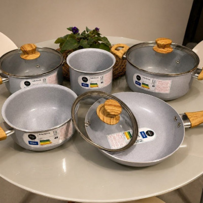 Conjunto 5 Panelas Gris Brinox Ceramic Life Easy