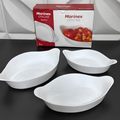 Marinex Conjunto de Assadeiras Oval Opaline 3 Peças