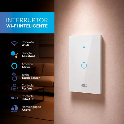 Interruptor Smart Wi-Fi 2.4 GHz 1 Botão Branco