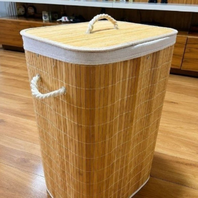 Cesto de Roupas de Bambu 60L