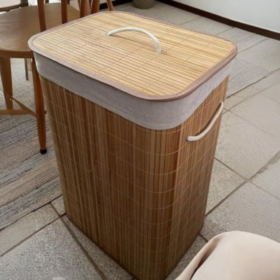 Cesto De Roupas De Bambu 72L