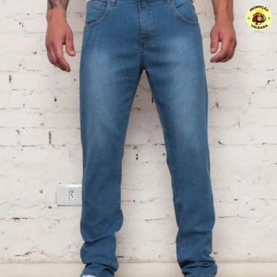 Calça Jeans Masculina Tradicional Corte Reto