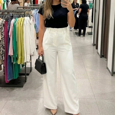 Calça Wide Leg Alfaiataria Social Pantalona