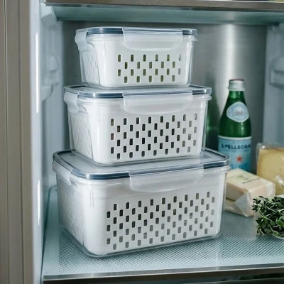 Kit 3 Organizadores Geladeira Alimentos com Tampas