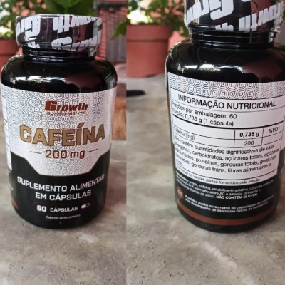 Cafeína 200mg (60 Caps) Termogênico Growth Supplements
