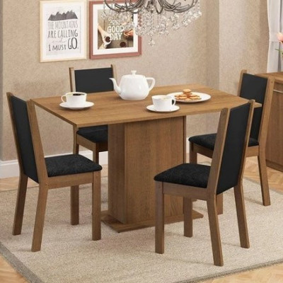 Conjunto Sala Jantar Mesa Madeira 4 Cadeiras Rustic