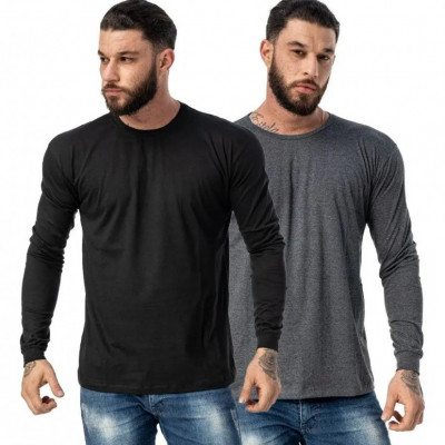 Kit 2 Camisetas Masculinas Manga Longa
