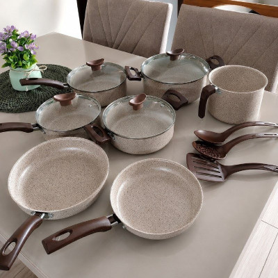 Conjunto De Panelas Antiaderente 10 Peças Coffee Cappuccino
