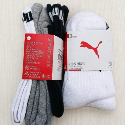 Kit com 6 Pares Meias Puma Cano Médio