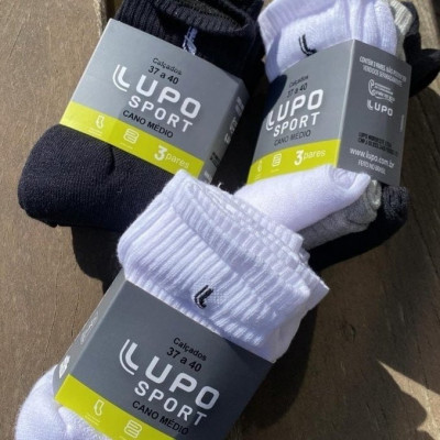 Kit 10 Pares Meias Lupo Cano Alto Masculino Adulto Original