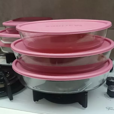Conjunto Assadeiras Marinex Vidro Rosa 6Peças