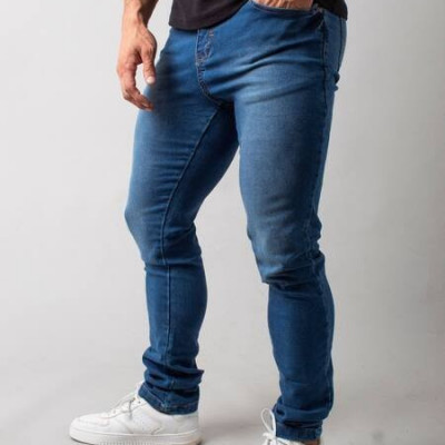 Calça jeans masculina escuro médio com elastano