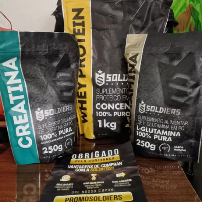 Kit Whey 1kg + Creatina 250g + Glutamina 250g