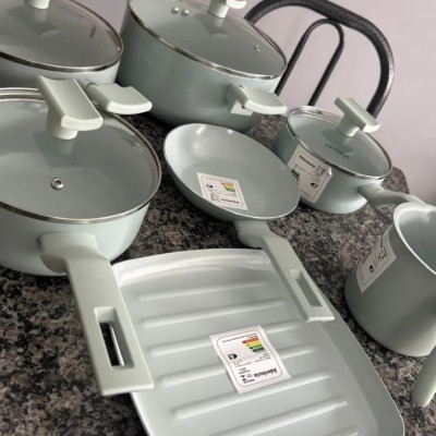 Conjunto Panelas 7 Peças Sartin Cook Cor Aquamint Mimo Style