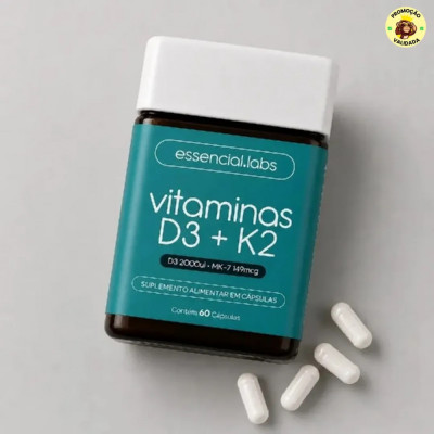 VITAMINA D3 K2 Menaquinona-7 60 Capsulas