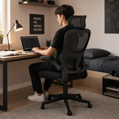 Cadeira de Escritório Presidente Ergonômica Preta