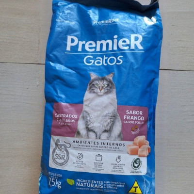 PremieR Pet Ambientes Internos Ração Seca para Gatos Castrados 7 a 11 Anos, Frango 7,5kg