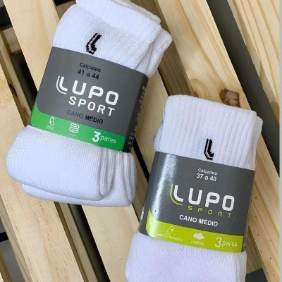 Kit 6 Pares Meias Lupo Cano Médio Esportivas