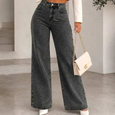 Calça Jeans Pantalona Wide Leg Cintura Alta