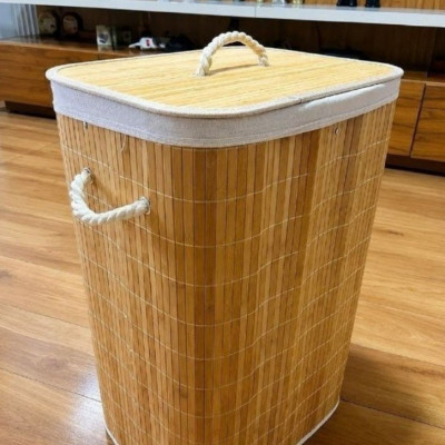 Cesto de Roupas de Bambu 60L