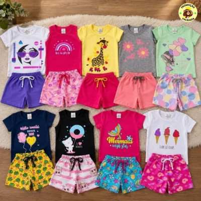 Kit com 10 Pecas Roupa Infantil Menina Verao