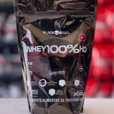 Whey 100% HD 900g Black Skull Sabor Baunilha
