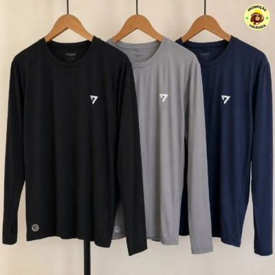 Kit com 3 Camisetas Termicas Segunda Pele Camisa UV50