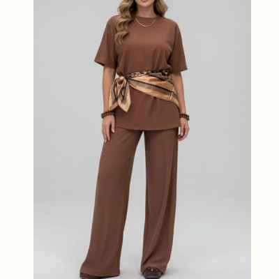 Conjunto Calça Pantalona Blusa Manga Curta