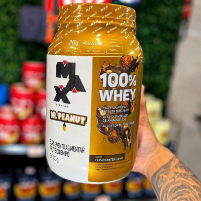 💪 100% Whey Max Titanium x Dr. Peanut (900g) Sabor Bombom Italiano
